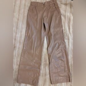 Tan Faux Leather Pants